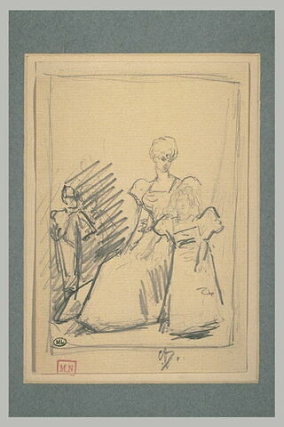Etude pour un portrait de femme assise avec ses deux enfants