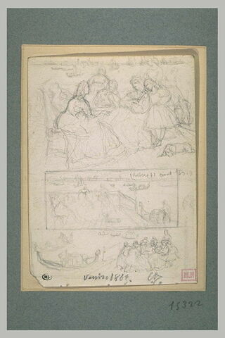 Diverses scènes, et vue de la lagune, à Venise