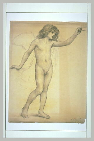 Jeune garçon, debout, ailé
