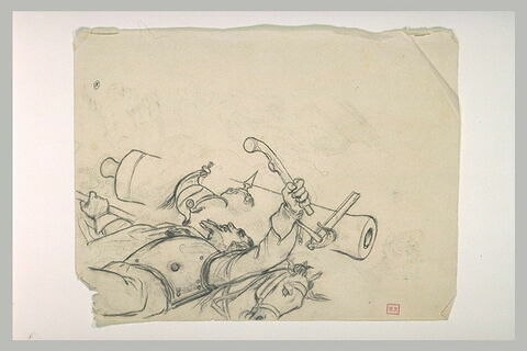 Cuirassier expirant sur son cheval et brandissant un pistolet, image 1/1
