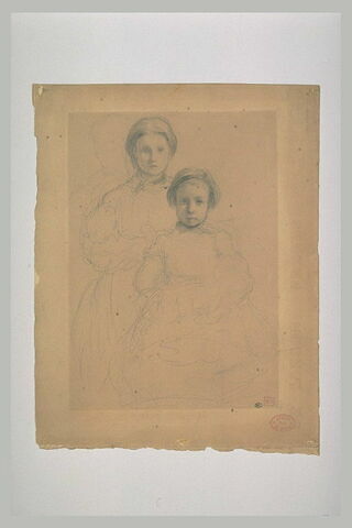 Portrait de deux jeunes filles, l'une assise, l'autre debout, image 2/2