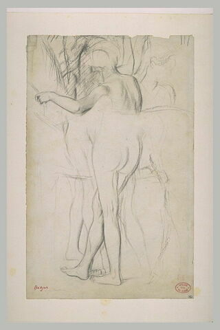 Femme nue tenant les brides d'un cheval, image 2/2