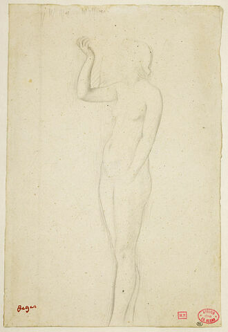 Femme nue, debout, de trois quarts à gauche