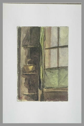Une fenêtre avec un rideau vert, image 1/1