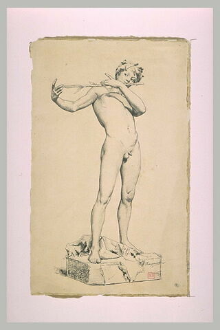 Jeune homme nu, jouant d'une flûte qu'il vient de fabriquer, image 1/1