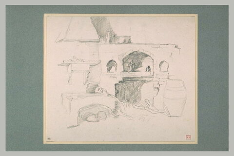Cuisine rudimentaire avec un four et un tonneau, image 2/2