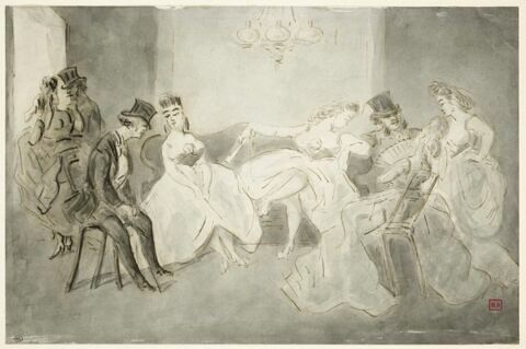 Au salon, scène de maison close, image 1/2