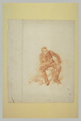 Portrait de Meissonier, assis, en costume de peintre aux Armées