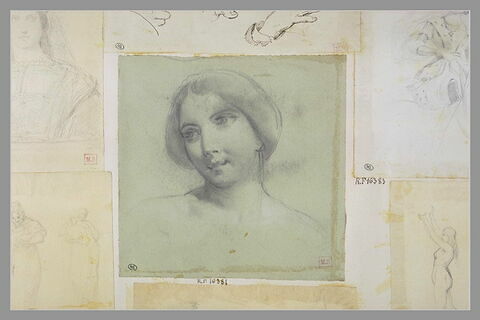 Femme, en buste, la tête de trois quarts à gauche, image 1/1