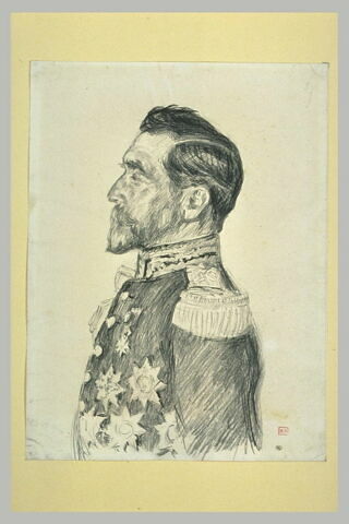 Portrait de l'amiral Fournier, en buste, de profil vers la gauche