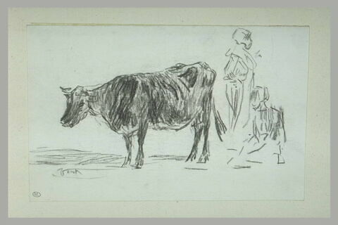 Deux paysans et une vache, image 1/1