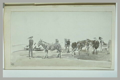 Personnages et d'animaux sur la grève, image 1/1