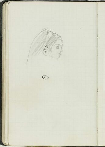 Tête de jeune fille, vue de profil, tournée vers la droite, image 1/1