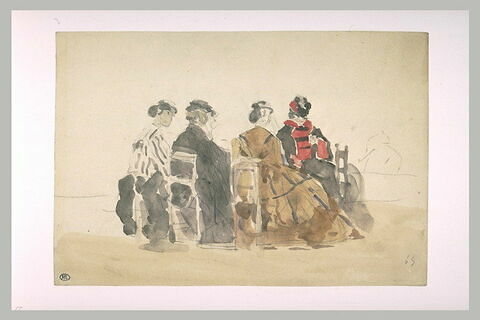 Quatre dames assises sur le rivage, image 1/1