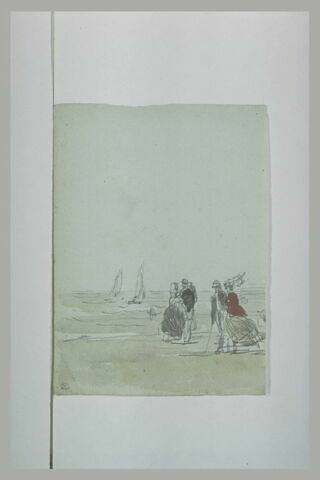 Promeneurs au bord de la mer, animée par des voiliers, image 1/1