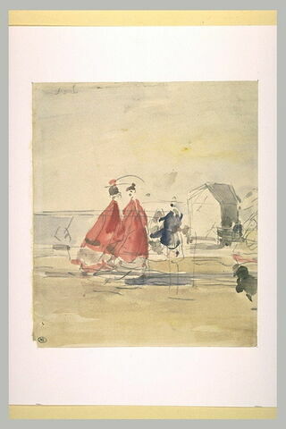 Deux élégantes, en rouge, sur la plage, image 1/1