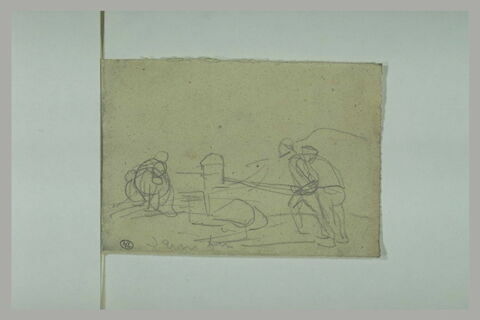 Deux hommes actionnant un cabestan, image 1/1