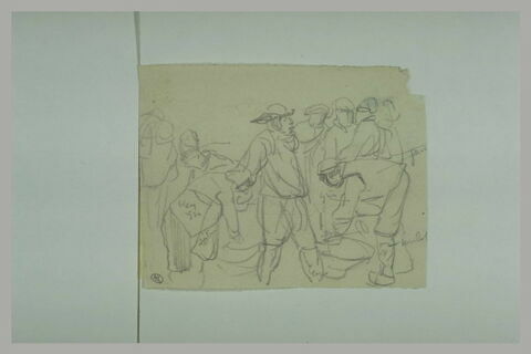Groupe de plusieurs hommes et une femme, image 1/1
