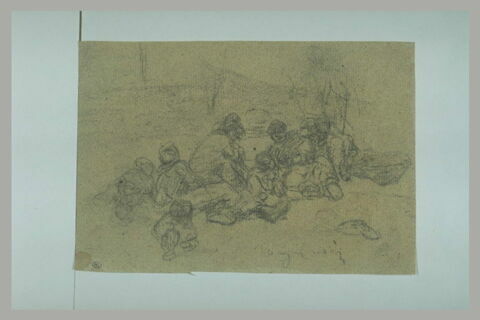 Hommes assis ou couchés sur le sol, image 1/1