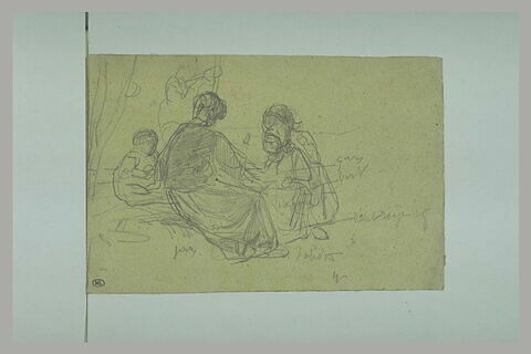 Deux femmes, assises, avec des enfants, image 1/1