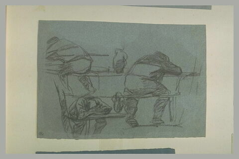 Etudes d'homme assis, dormant ou accoudé sur une table, image 1/1