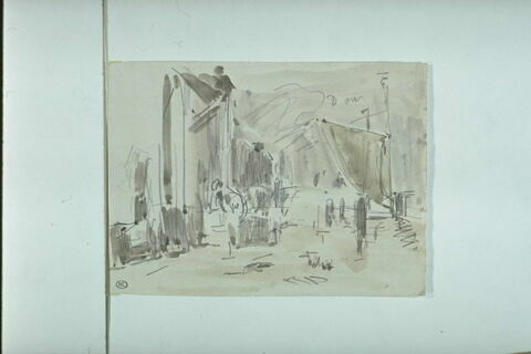 Quai animé par des passants, temps pluvieux, image 1/1