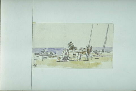 Charrette attelée sur un quai, image 1/1