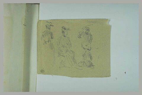 Trois dames, à chapeau, dont une assise, image 1/1