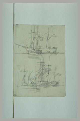 Deux études de navires au mouillage, image 1/1