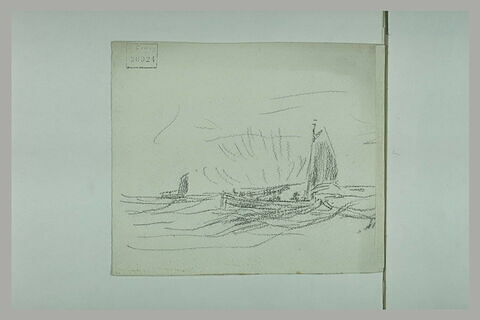 Barque de pêche en mer suivie par une autre, image 1/1
