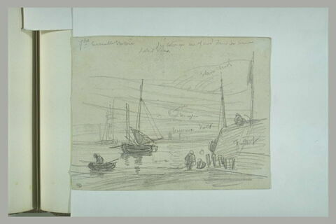 Figures et bateaux prés d'une jetée, image 1/1