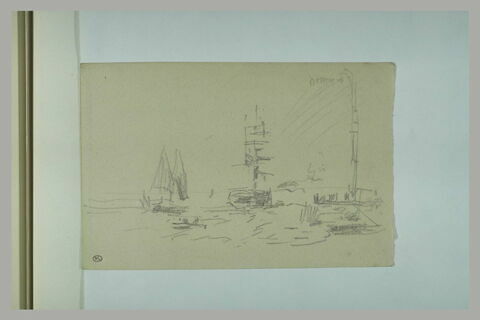 Bateaux en mer avec à droite, le rivage, image 2/2