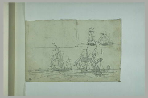 Deux études de voiliers poussés par le vent, image 1/1