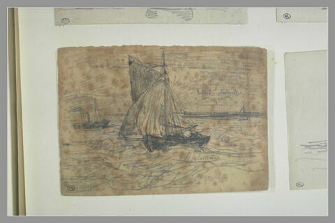 Barque de pêche sur une mer houleuse, image 1/1