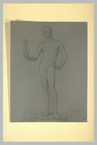 Ephèbe nu, tenant de la main gauche une statuette de l'Amour, image 1/1