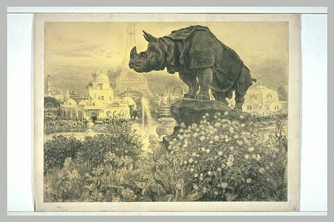 Statue colossale de rhinoceros, image 1/1