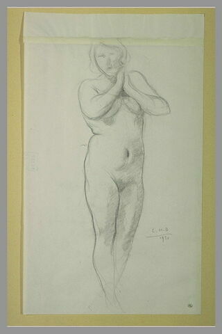 Femme nue, debout, joignant les mains, image 1/1