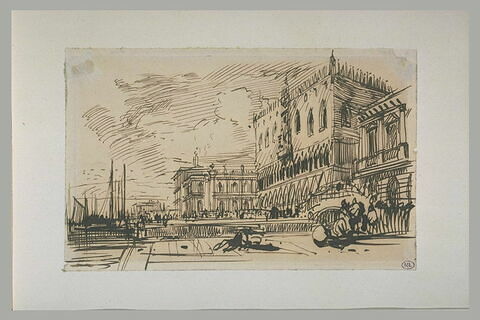 Vue de Venise avec le quai des Esclavons, le Palais des Doges, la Piazzetta, image 3/3