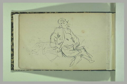 Homme, assis ; ébauche d'une figure debout, image 1/1