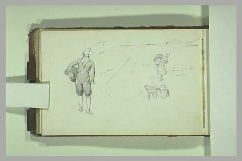 Homme portant un panier ; femme portant un ballot ; un cheval attelé, image 1/1