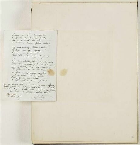 Lettre manuscrite comportant un poème