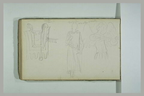 Deux études de costume et un ange musicien, image 1/1