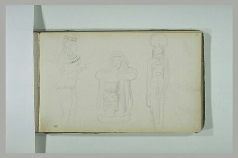 Etudes de deux sculptures égyptiennes et d'un bas-relief, image 1/1