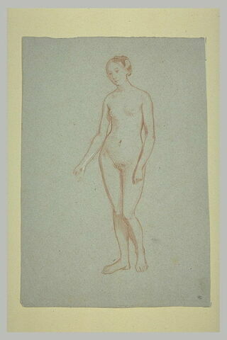 Femme nue, debout, vue de face, légèrement tournée vers la gauche, image 1/1