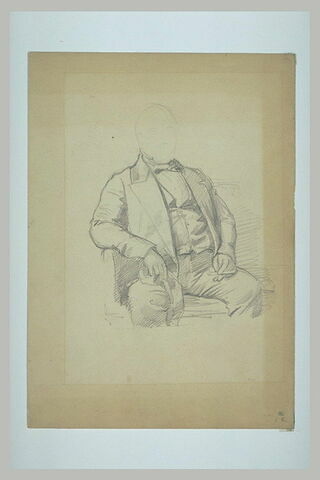 Portrait d'homme, assis, le coude droit appuyé sur le bras deufauteuil, image 1/1