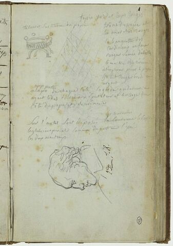 Etude d'un profil d'homme et notes manuscrites, image 1/1
