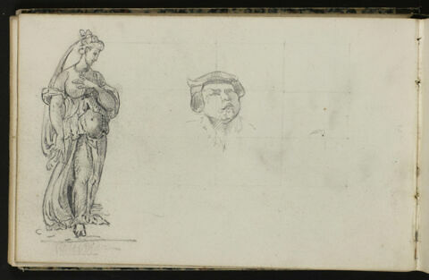 Femme debout et tête d'homme, image 1/1