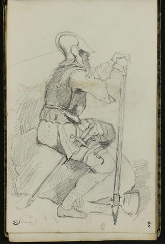 Soldat assis tenant un halebarde, image 1/1