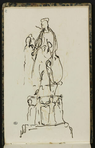 Croquis d'un monument orné de statues, image 1/1