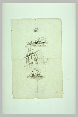Croquis de bateaux et d'animaux